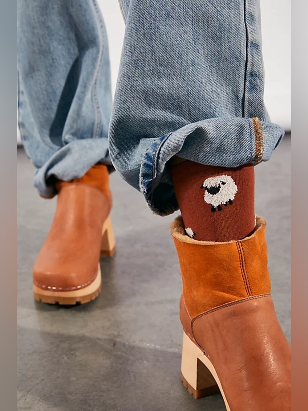 Swedish Hasbeens Shearling-Lined Clog/Boots - Picture 2 of 7